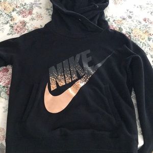 Rose gold funnel neck Nike hoodie